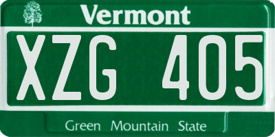 VT license plate XZG405