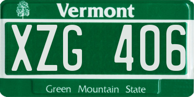 VT license plate XZG406