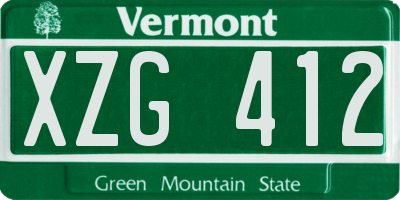 VT license plate XZG412
