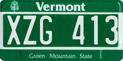 VT license plate XZG413
