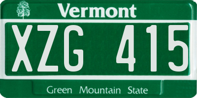 VT license plate XZG415