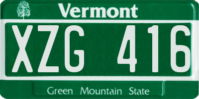 VT license plate XZG416