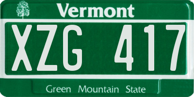 VT license plate XZG417