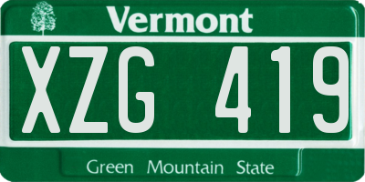 VT license plate XZG419
