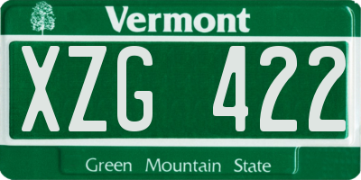VT license plate XZG422