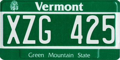 VT license plate XZG425
