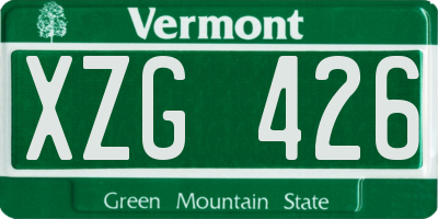 VT license plate XZG426