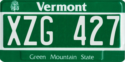 VT license plate XZG427