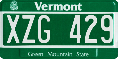 VT license plate XZG429