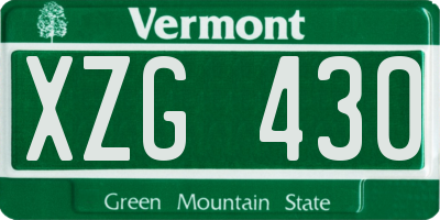 VT license plate XZG430