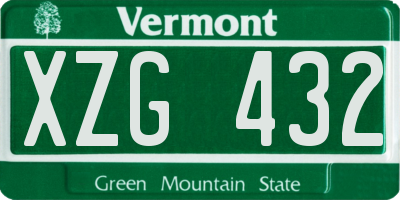 VT license plate XZG432