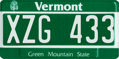 VT license plate XZG433