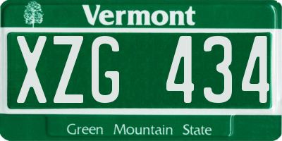 VT license plate XZG434