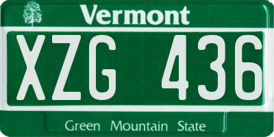 VT license plate XZG436