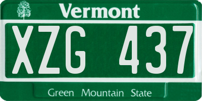VT license plate XZG437