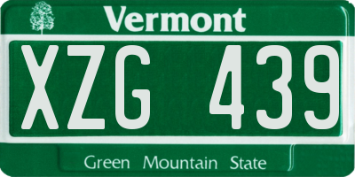 VT license plate XZG439