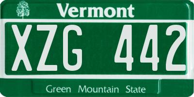 VT license plate XZG442