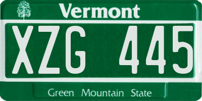 VT license plate XZG445