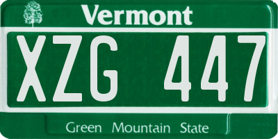 VT license plate XZG447