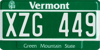 VT license plate XZG449