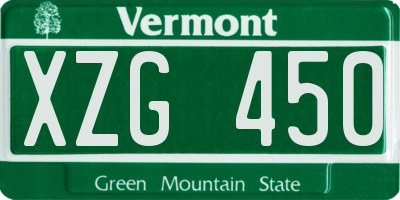 VT license plate XZG450