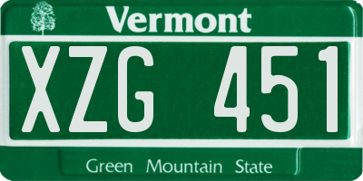 VT license plate XZG451