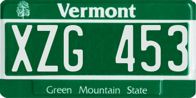 VT license plate XZG453