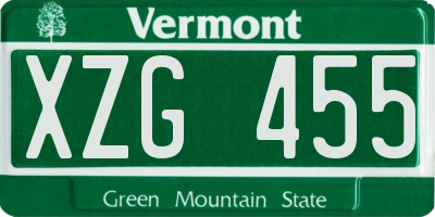 VT license plate XZG455
