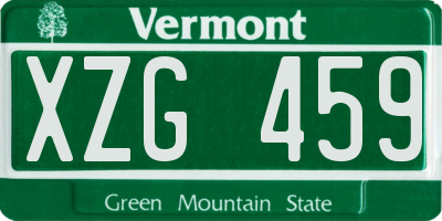 VT license plate XZG459