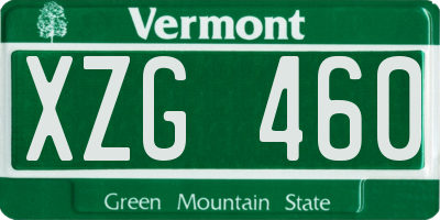 VT license plate XZG460