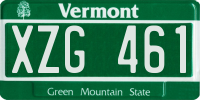 VT license plate XZG461