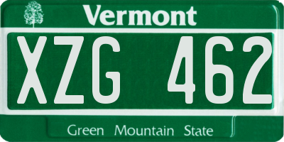 VT license plate XZG462