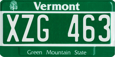 VT license plate XZG463