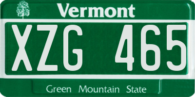 VT license plate XZG465