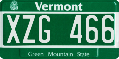 VT license plate XZG466