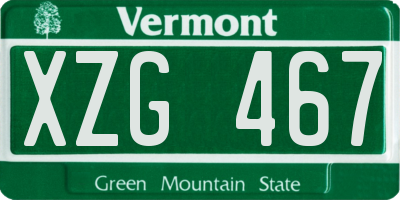 VT license plate XZG467