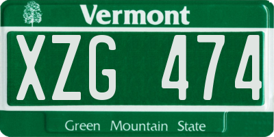 VT license plate XZG474