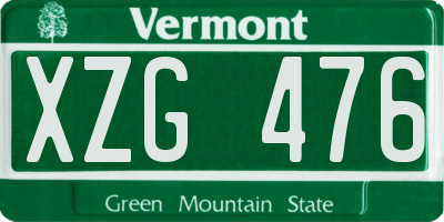 VT license plate XZG476
