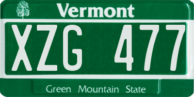 VT license plate XZG477