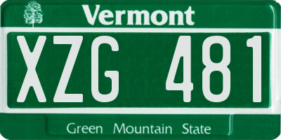 VT license plate XZG481