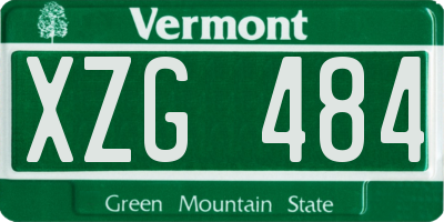 VT license plate XZG484
