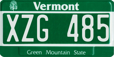 VT license plate XZG485