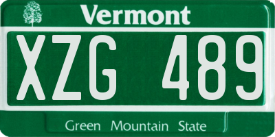 VT license plate XZG489
