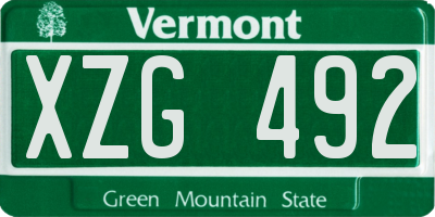 VT license plate XZG492