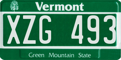 VT license plate XZG493