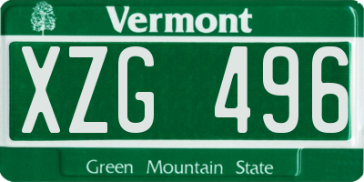 VT license plate XZG496