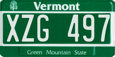 VT license plate XZG497