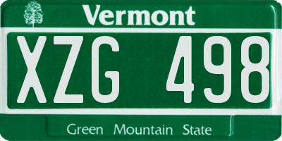 VT license plate XZG498