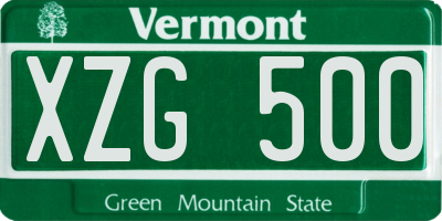 VT license plate XZG500