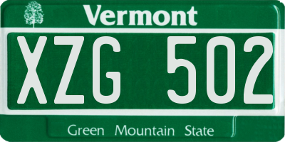 VT license plate XZG502